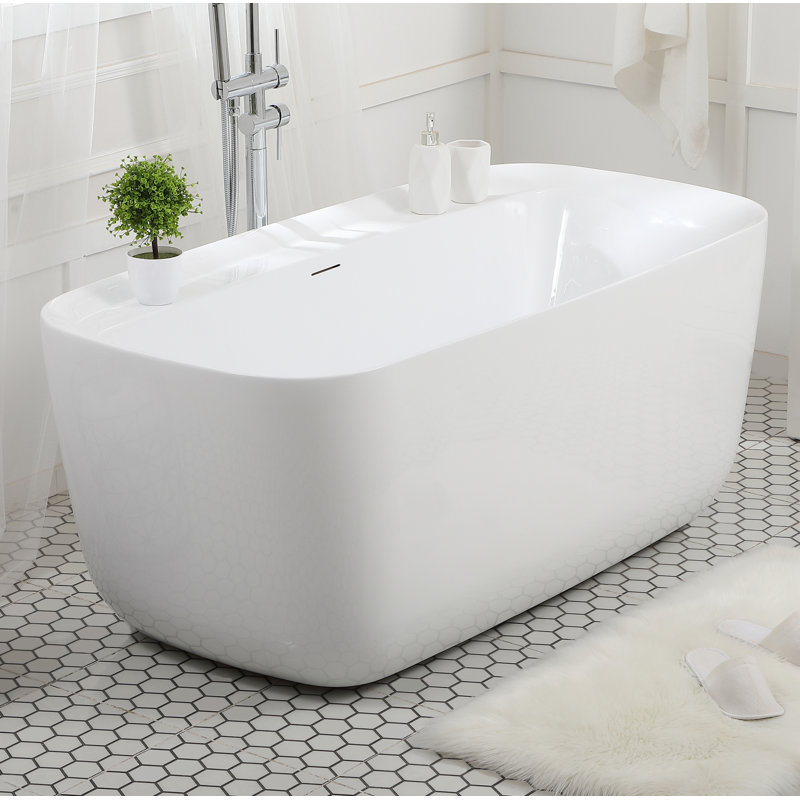 Elegant Lighting Calum 59" x 30" Freestanding Soaking Bathtub Wayfair